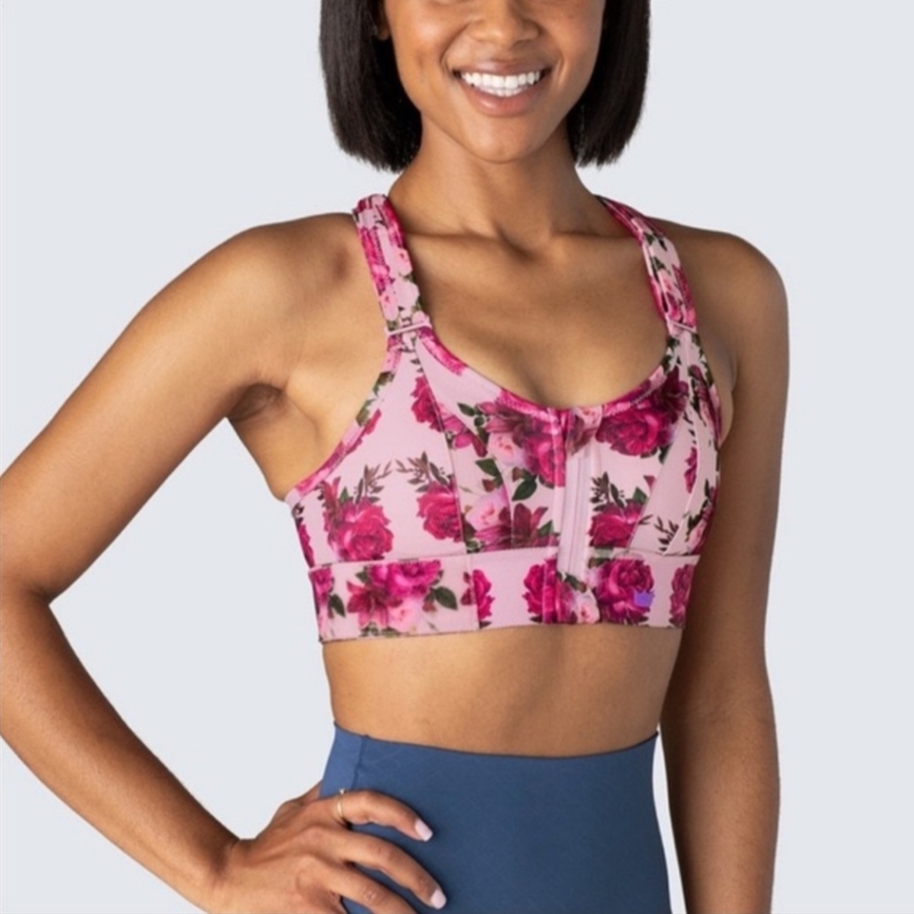 SHEFIT 3Luxe High Impact Floral Pink Women's Sports Bra L Or XL - Picture 2 of 16